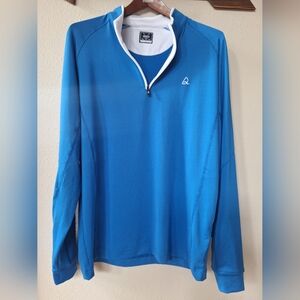 Deolax Lot Of 2 1/4 Zip Long Sleeve Performance Golf Pullover Blue Mens Size L